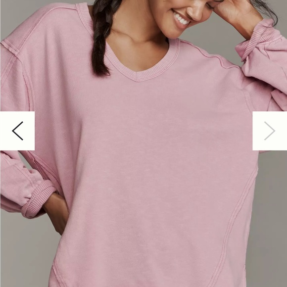 Pilcro Pink V-Neck Sweatshirt - Picture 2 of 3
